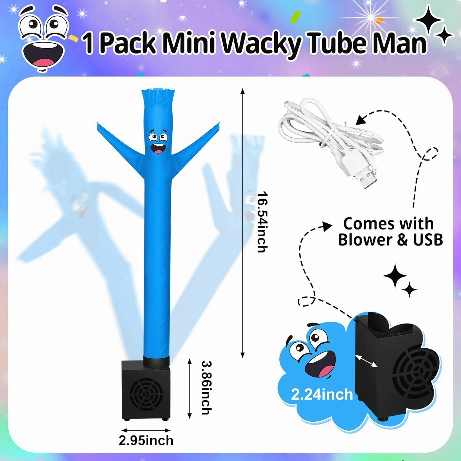 Poen Wacky Waving Inflatable Tube Guy for Kids Gag Gift Mini Inflatable Tube Man with Blower Birthday Desktop Office Pranks Dancing Blow up Man for Party Decor(Laugh)