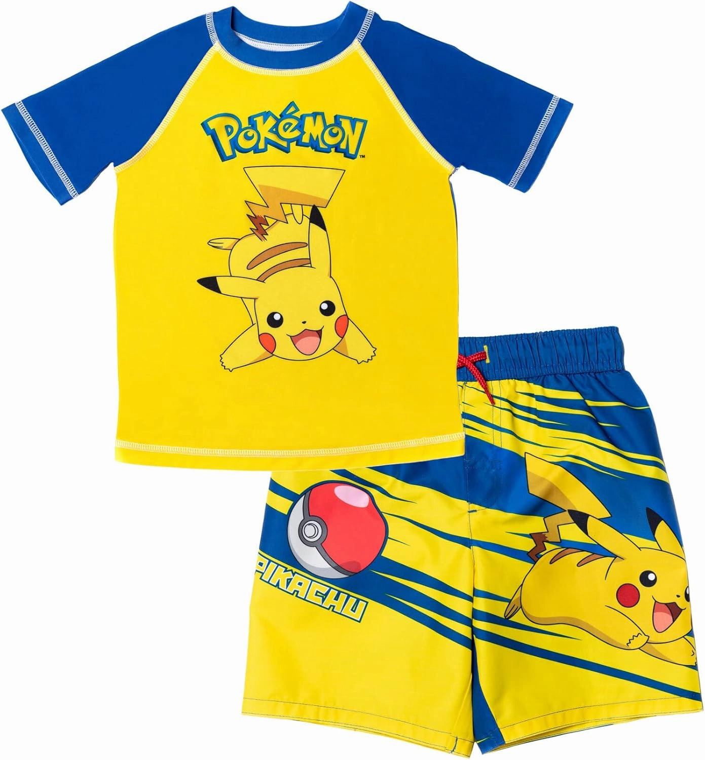 Pokemon UPF 50  Rash Guard and Swim Trunks Outfit Set Little Kid to Big Kid Sizes (4-14-16)