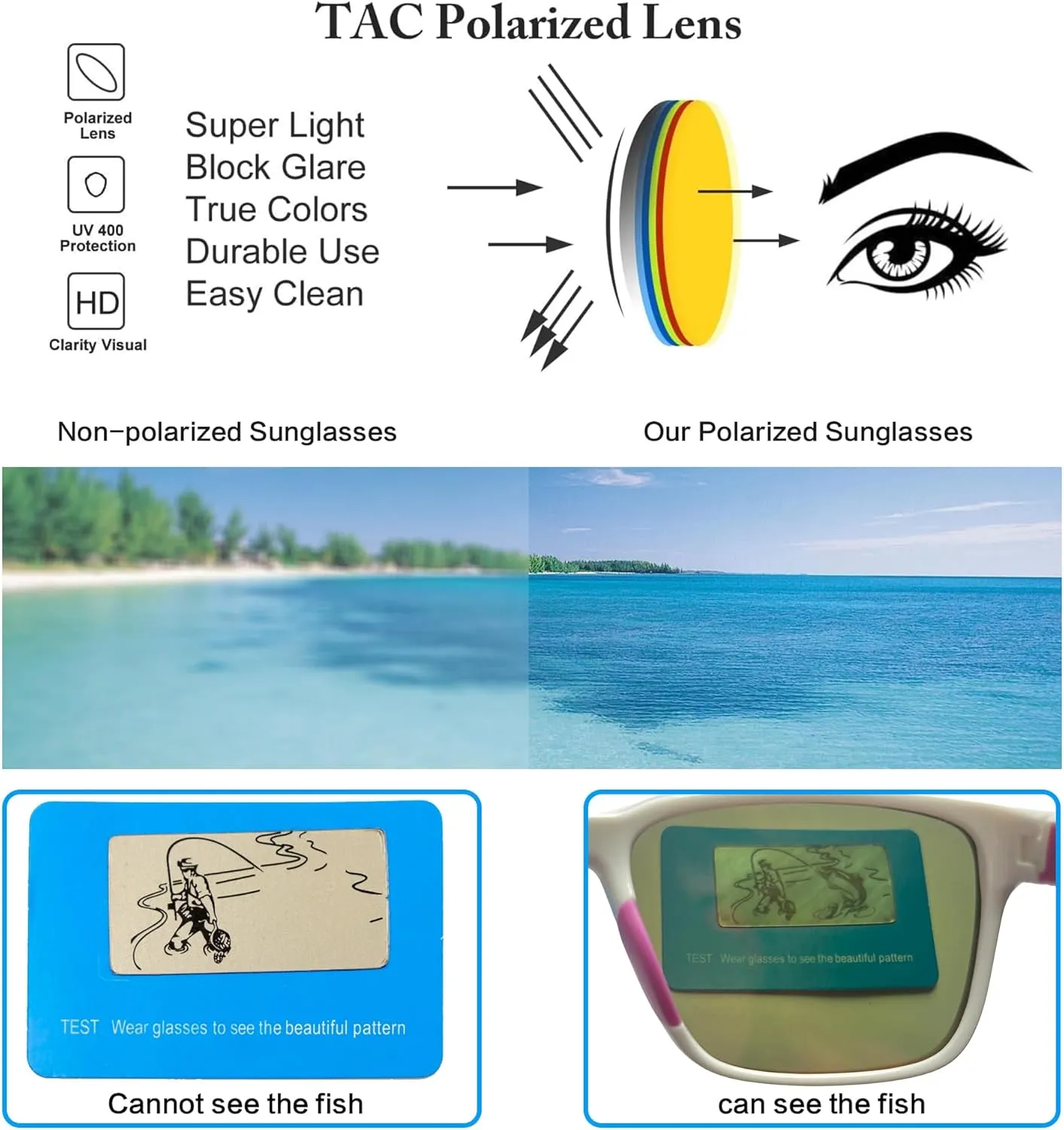Polarized Fishing Sunglasses for Men Women Kayaking Surfing Driving Lightweight Sports Sun Glasses UV Protection