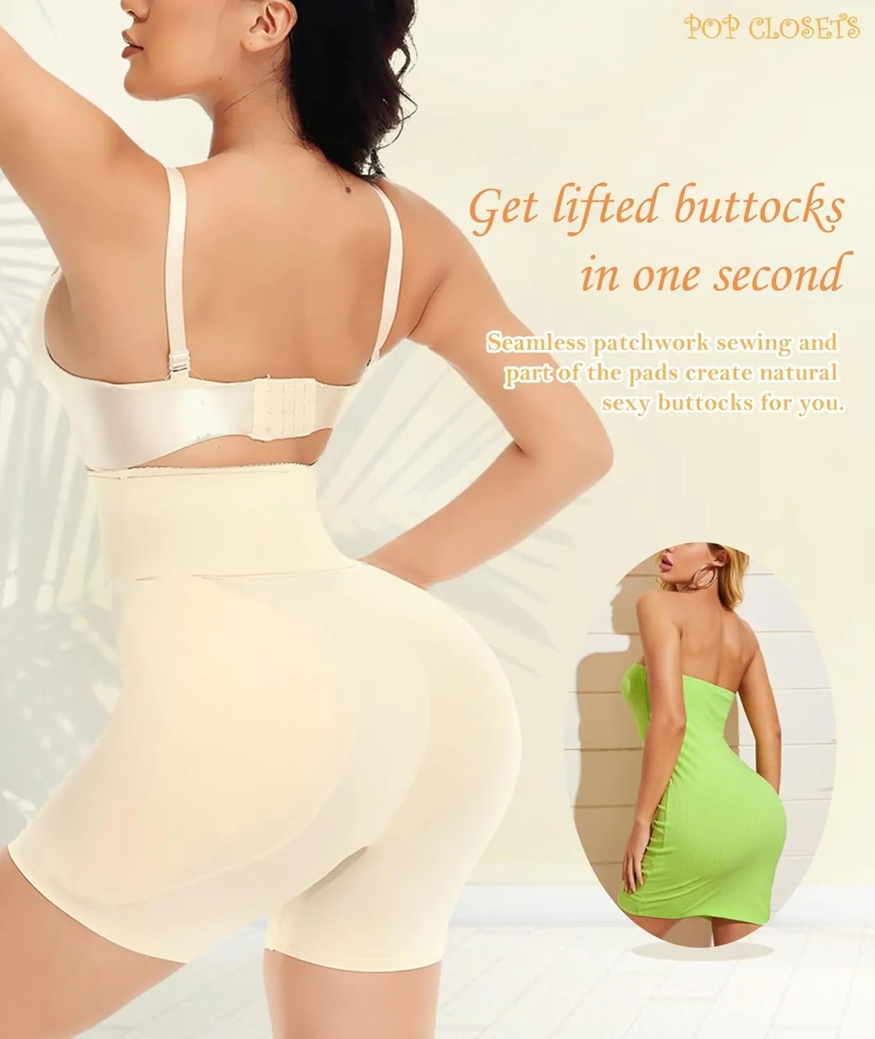POP CLOSETS Hip Pads for Women Shapewear with Wrap Belt Hip Dip Pads Enhancer Butt Lifter Tummy Control Panties