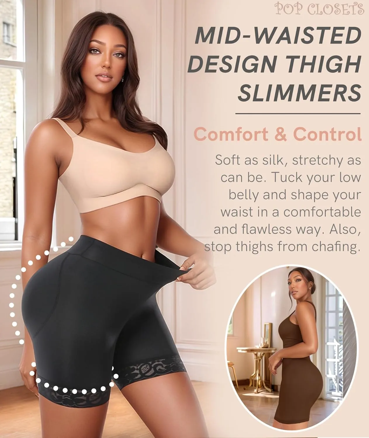POP CLOSETS Women Butt Lifter Padded Lace Shapewear Thicker Butt Enhancer Control Panties Seamless Fake Buttock Underwear
