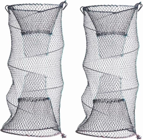 POPETPOP 2Pcs Foldable Fishing Net Zinc Plated Portable Bait Cast for Catching Lobster Shrimp Crab Minnow Crayfish and Fish for Freshwater and Saltwater