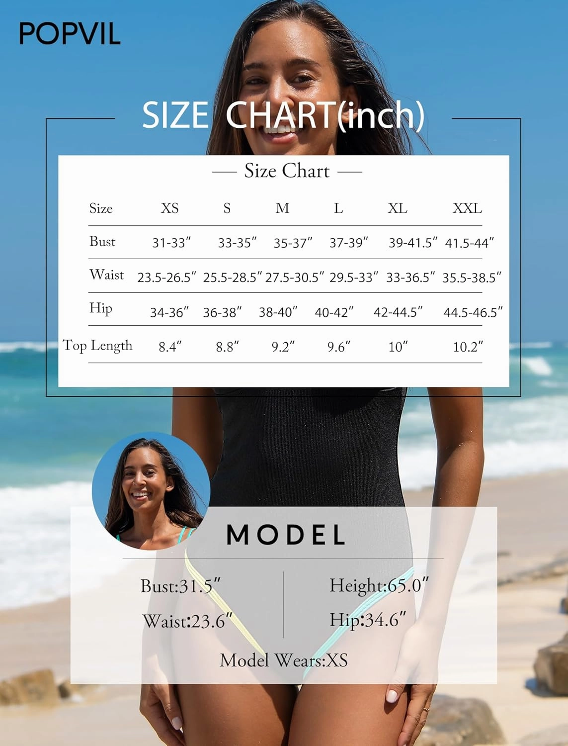 popvil Women's One Piece 2025 Tummy Control Swimsuits Neon Color Block Swimwear Deep V Neck Slimming Bathing Suit