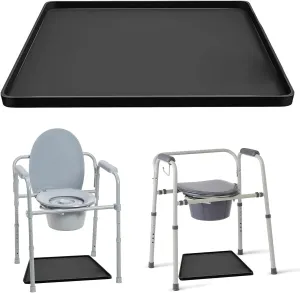 Portable Bedside Commodes Mat for Adults: Silicone Toilet Mats for Seniors with Raised Edge Waterproof Floor Protector - Recycle Commode Toilet Pad Under Raised Toilet Seat & Potty Chair (24"X25.5")