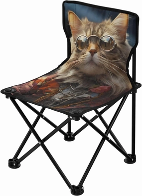 Portable Camping Folding Chairs Foldable Chair Small Cat Glasses Lightweight Backpacking Outdoor Outside Fishing