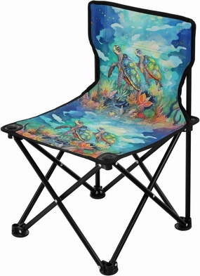 Portable Camping Folding Chairs Foldable Chair Small Sea Turtle 2 Lightweight Backpacking Outdoor Outside Fishing