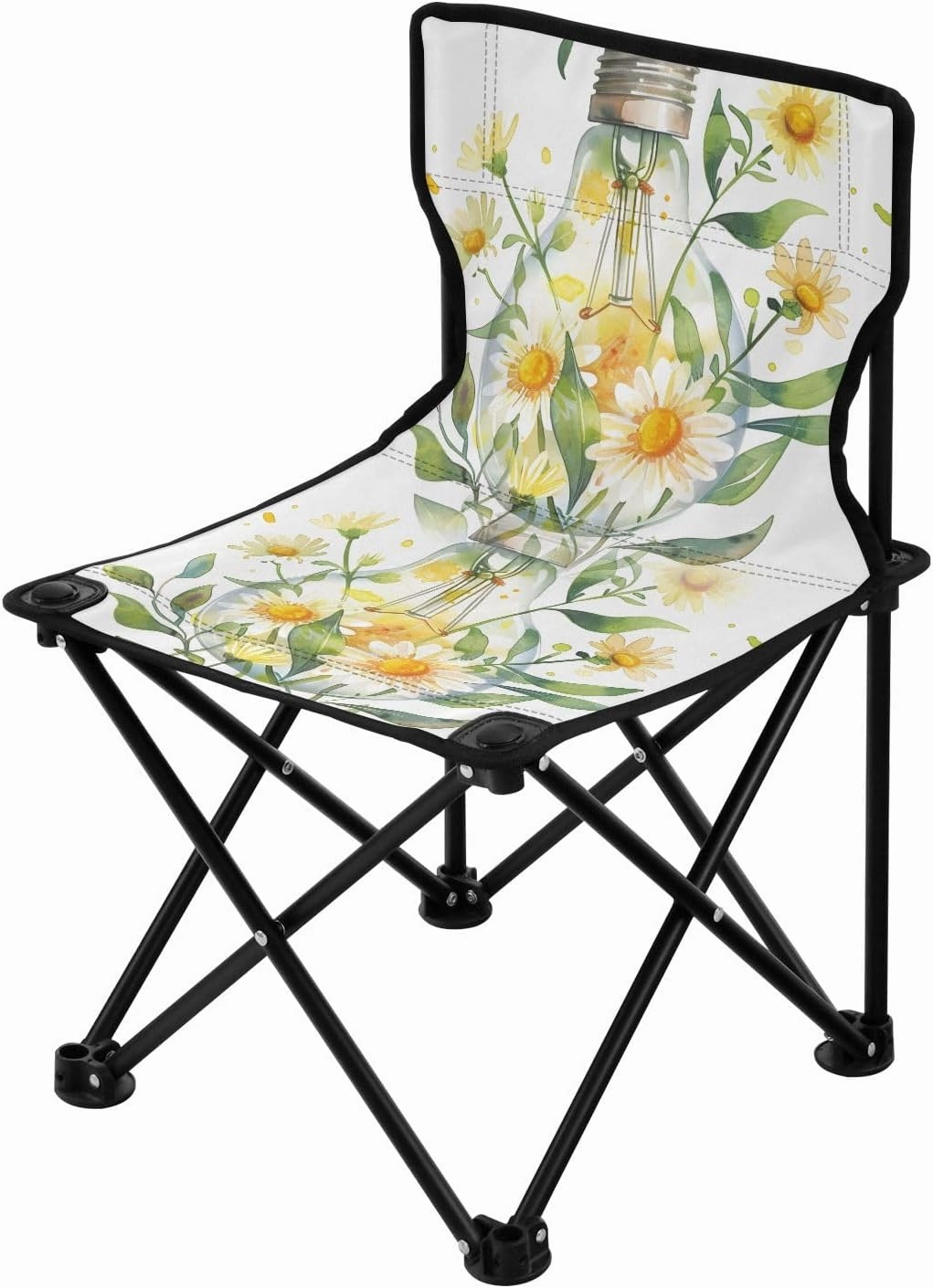 Portable Camping Folding Chairs Foldable Chair Small Watercolor Daisy Lightbulb Lightweight Backpacking Outdoor Outside Fishing
