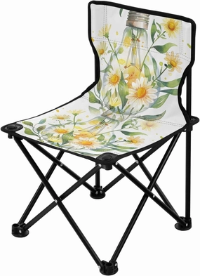 Portable Camping Folding Chairs Foldable Chair Small Watercolor Daisy Lightbulb Lightweight Backpacking Outdoor Outside Fishing