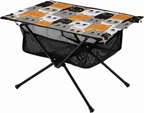 Portable Camping Table Cartoon Cute Cat Pattern Outdoor Foldable Camp Tables for Outside, Camping, Hiking, Tailgating