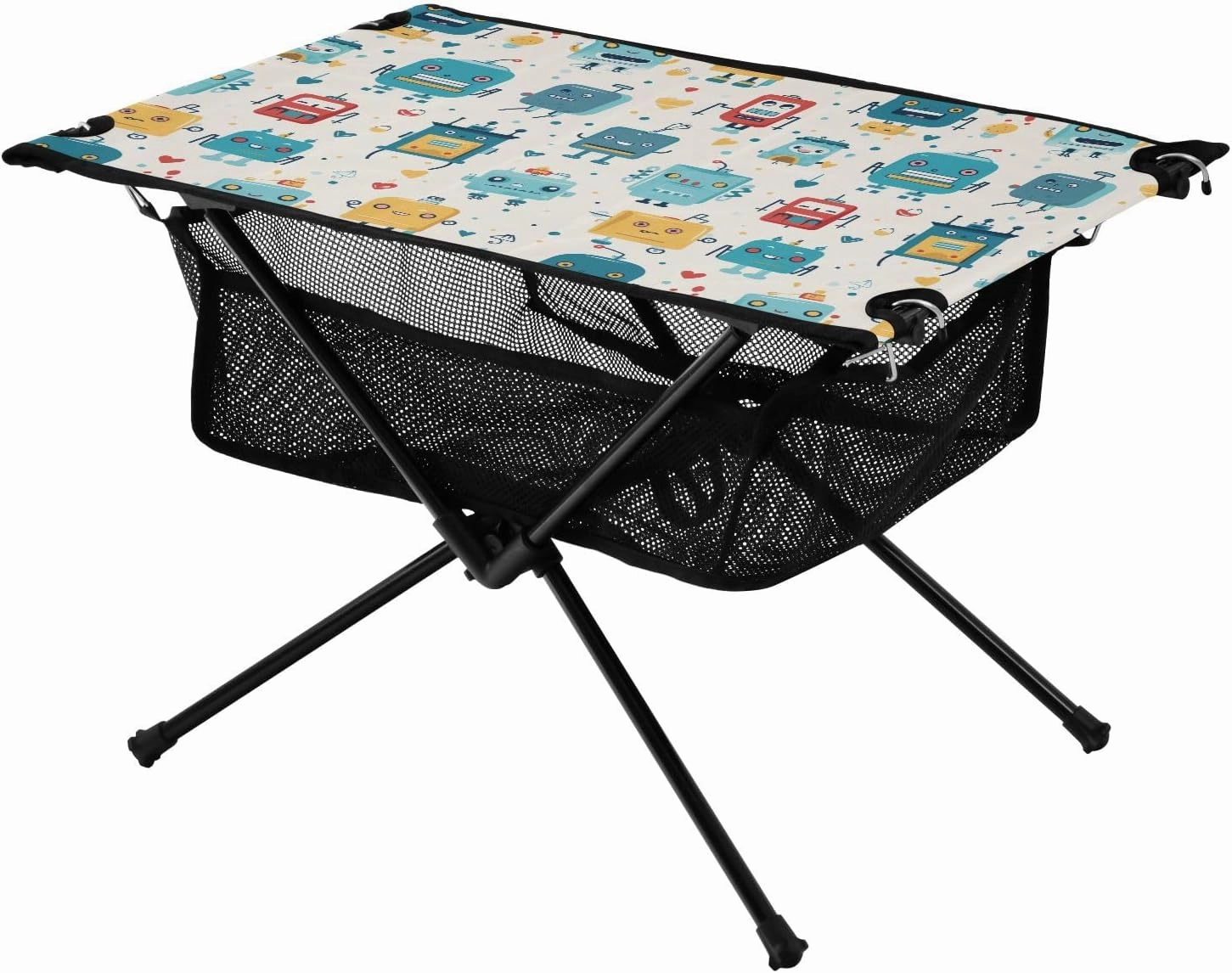 Portable Camping Table Cartoon Cute Robots Outdoor Foldable Camp Tables for Outside, Camping, Hiking, Tailgating