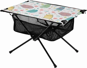 Portable Camping Table Cute Cartoon Blushing Cat Outdoor Foldable Camp Tables for Outside, Camping, Hiking, Tailgating