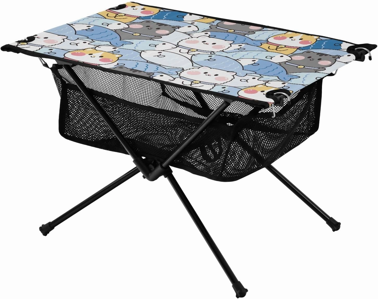 Portable Camping Table Cute Cat Fish Outdoor Foldable Camp Tables for Outside, Camping, Hiking, Tailgating