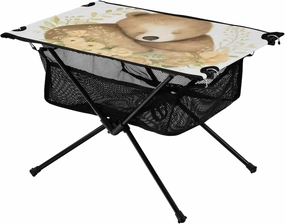 Portable Camping Table Cute Sleeping Bear Outdoor Foldable Camp Tables for Outside, Camping, Hiking, Tailgating