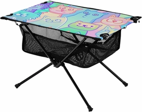 Portable Camping Table Neon Color Cat Cute Outdoor Foldable Camp Tables for Outside, Camping, Hiking, Tailgating