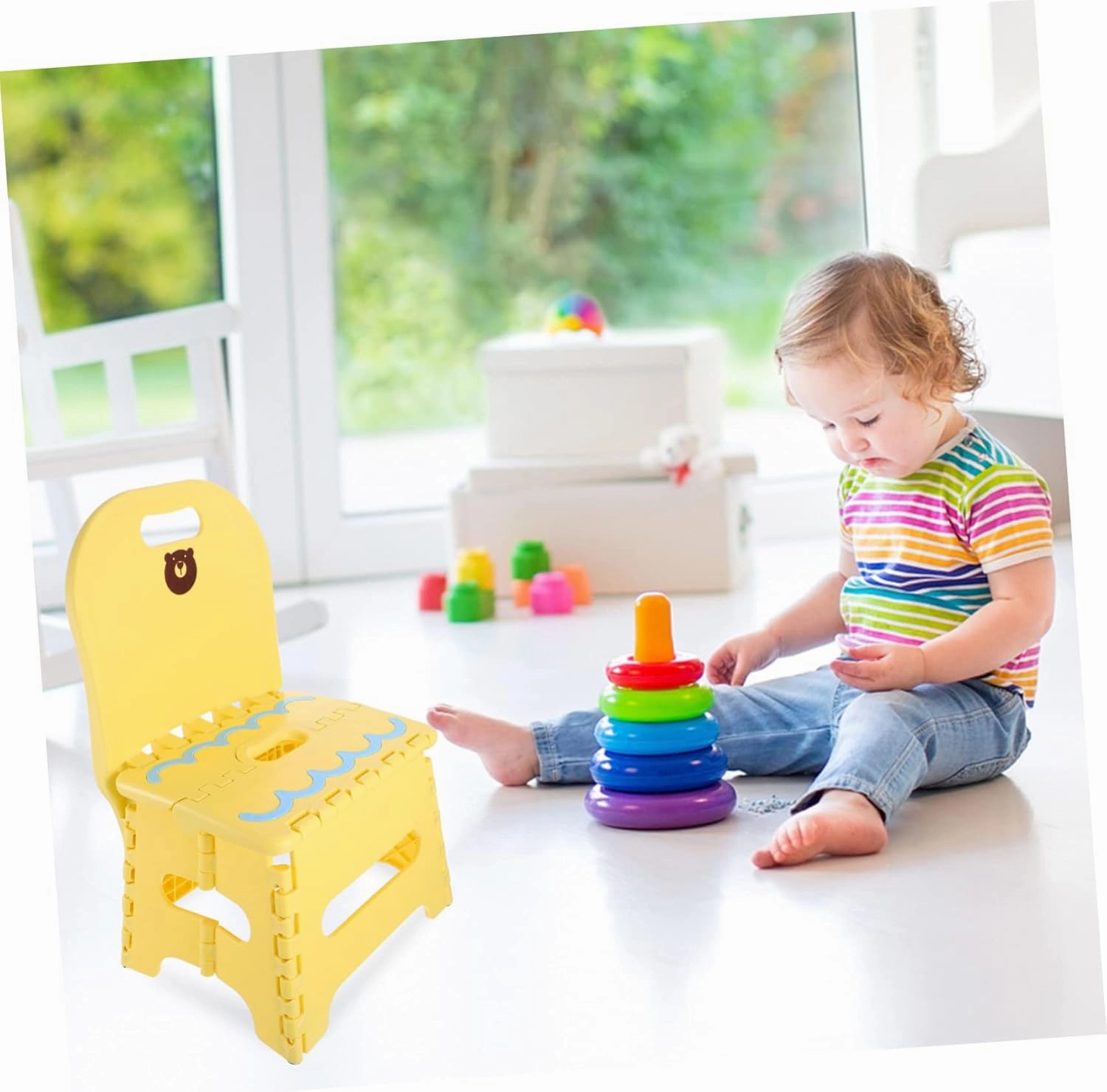 Portable Cartoon Folding Chair Lightweight Step Stool for Plastic Design for Outdoor Activities for Camping Fishing Beach and Picnics