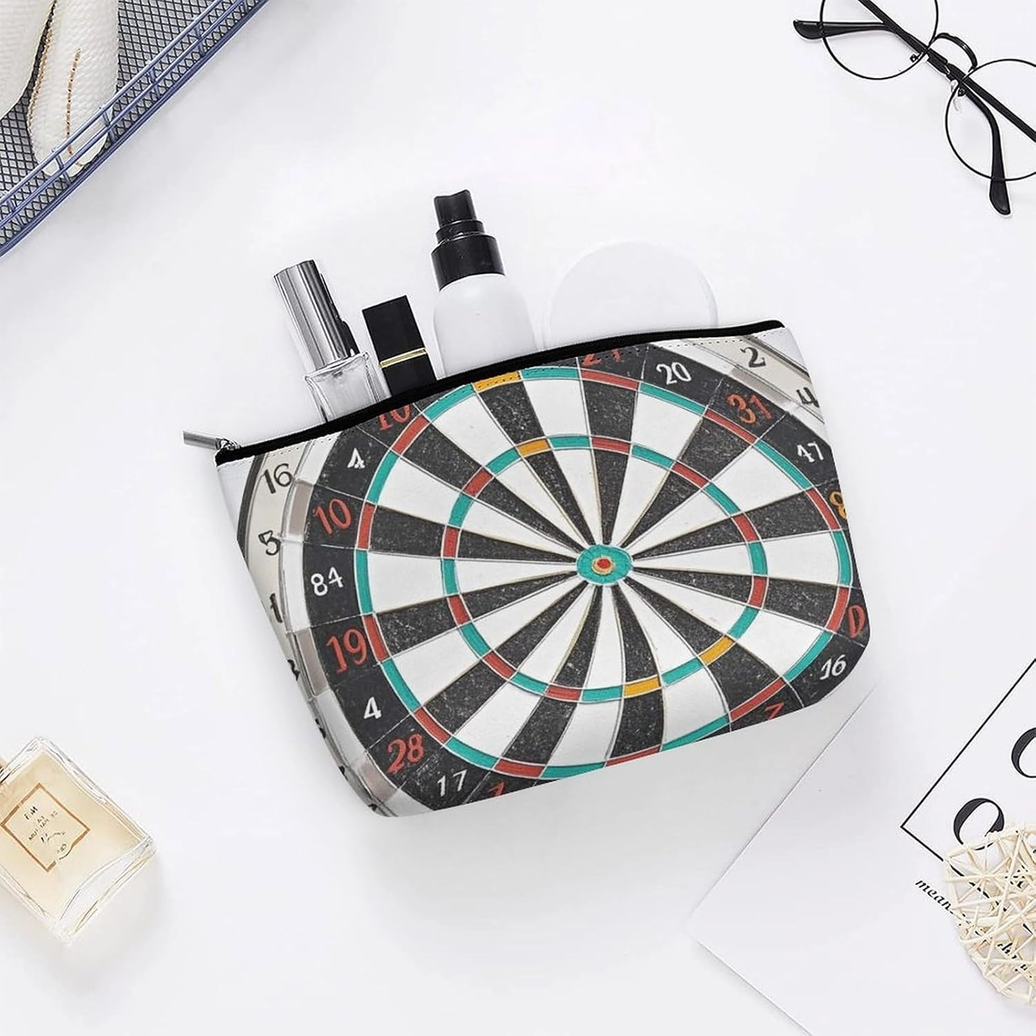 Portable Small Cosmetic Bag Cute Travel Makeup Bag Dart Board Waterproof Toiletry Bag for Women