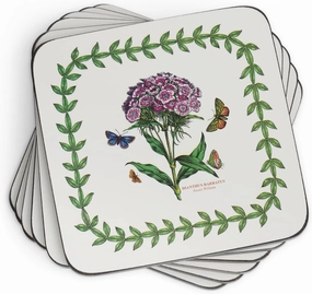 Portmeirion Botanic Garden Coasters (Set of 6) - Cork-Backed Board, Heat Resistant, Stain Resistance - Artistic Botanical Motifs for Tabletop Protection, Unique & Stylish Coasters for Home