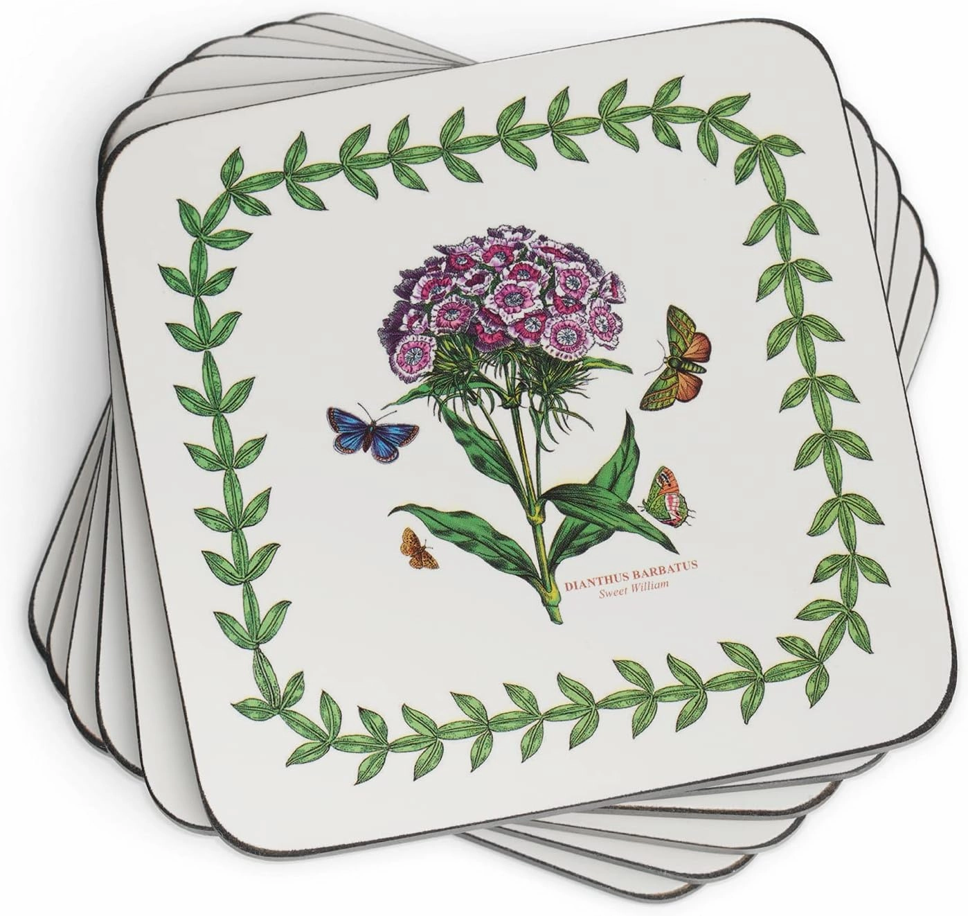 Portmeirion Botanic Garden Coasters (Set of 6) - Cork-Backed Board, Heat Resistant, Stain Resistance - Artistic Botanical Motifs for Tabletop Protection, Unique & Stylish Coasters for Home