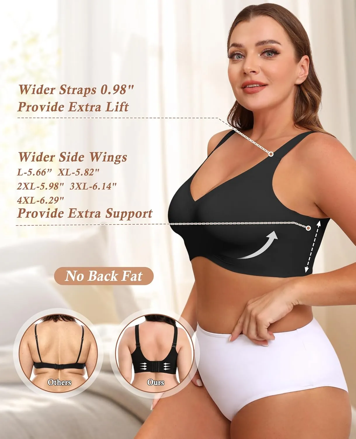 POSESHE Women's Wirefree Bras Full Coverage No Underwire Everyday Bra Comfortable Wireless Padded T-Shirt Bralette
