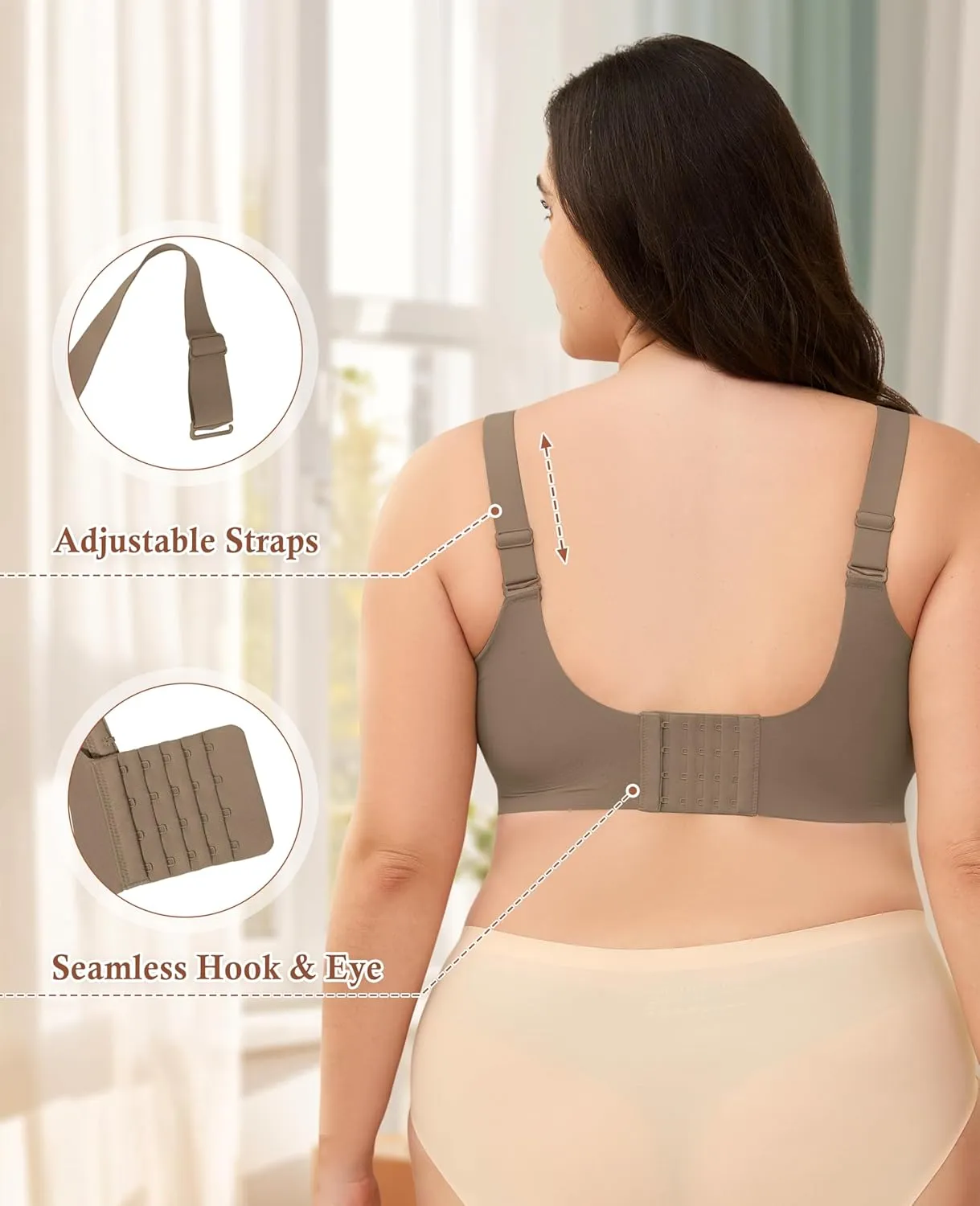 POSESHE Women's Wirefree Bras Full Coverage No Underwire Everyday Bra Comfortable Wireless Padded T-Shirt Bralette