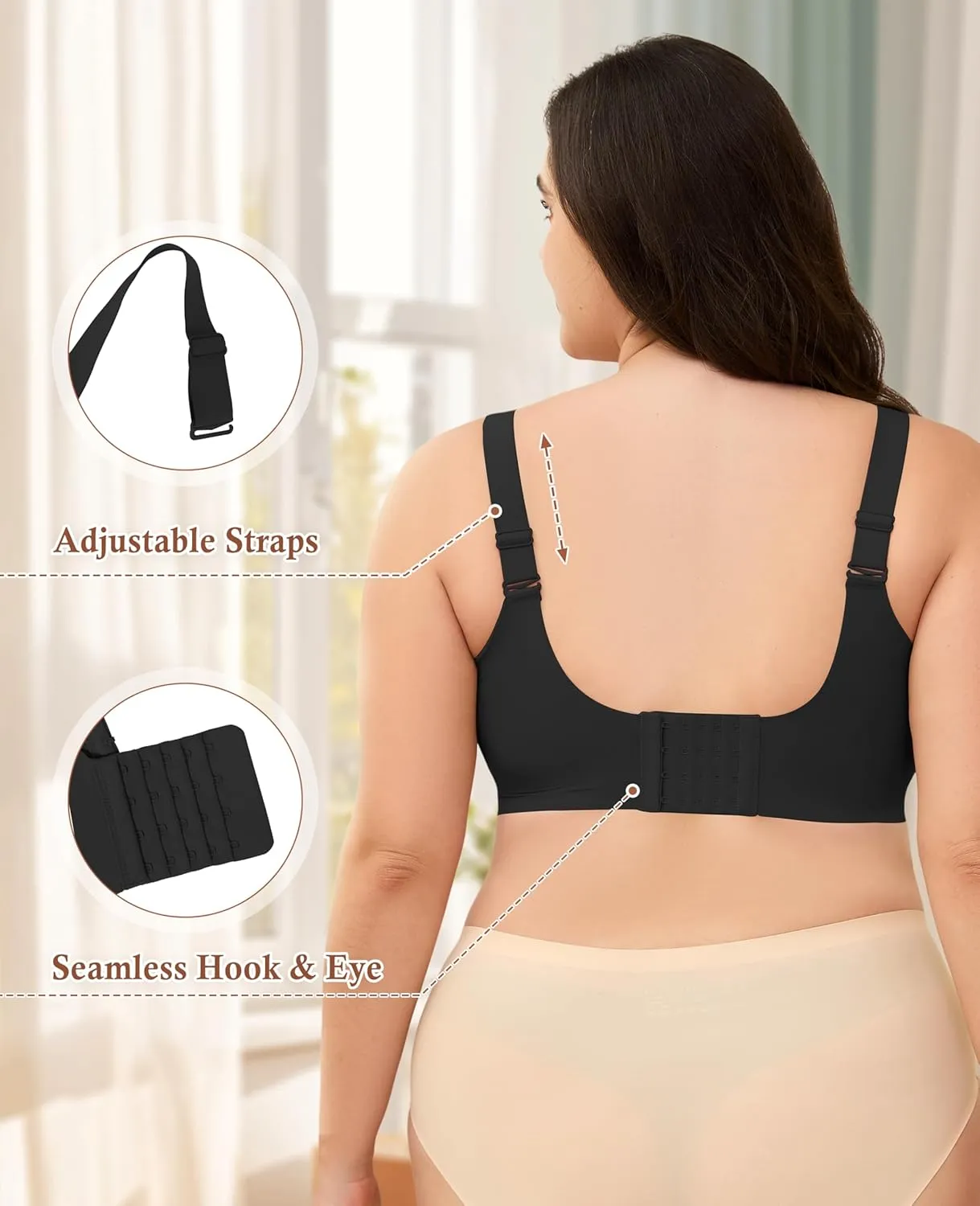 POSESHE Women's Wirefree Bras Full Coverage No Underwire Everyday Bra Comfortable Wireless Padded T-Shirt Bralette