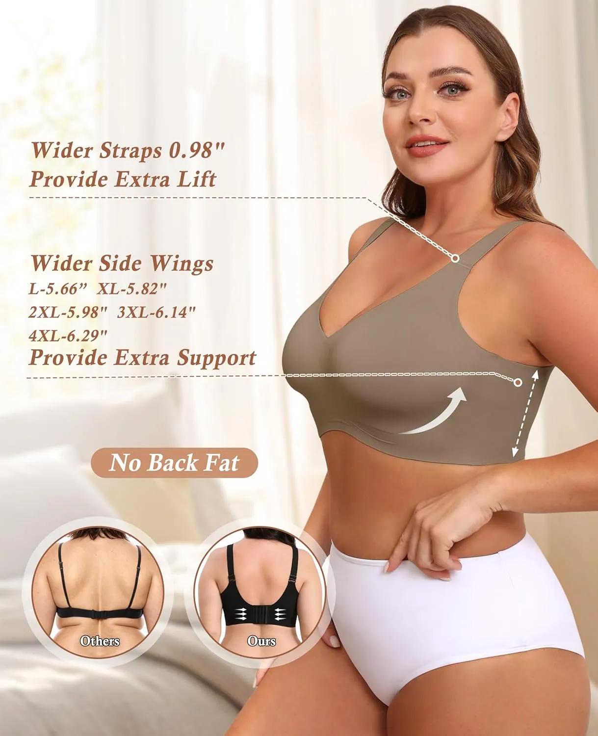 POSESHE Women's Wirefree Bras Full Coverage No Underwire Everyday Bra Comfortable Wireless Padded T-Shirt Bralette