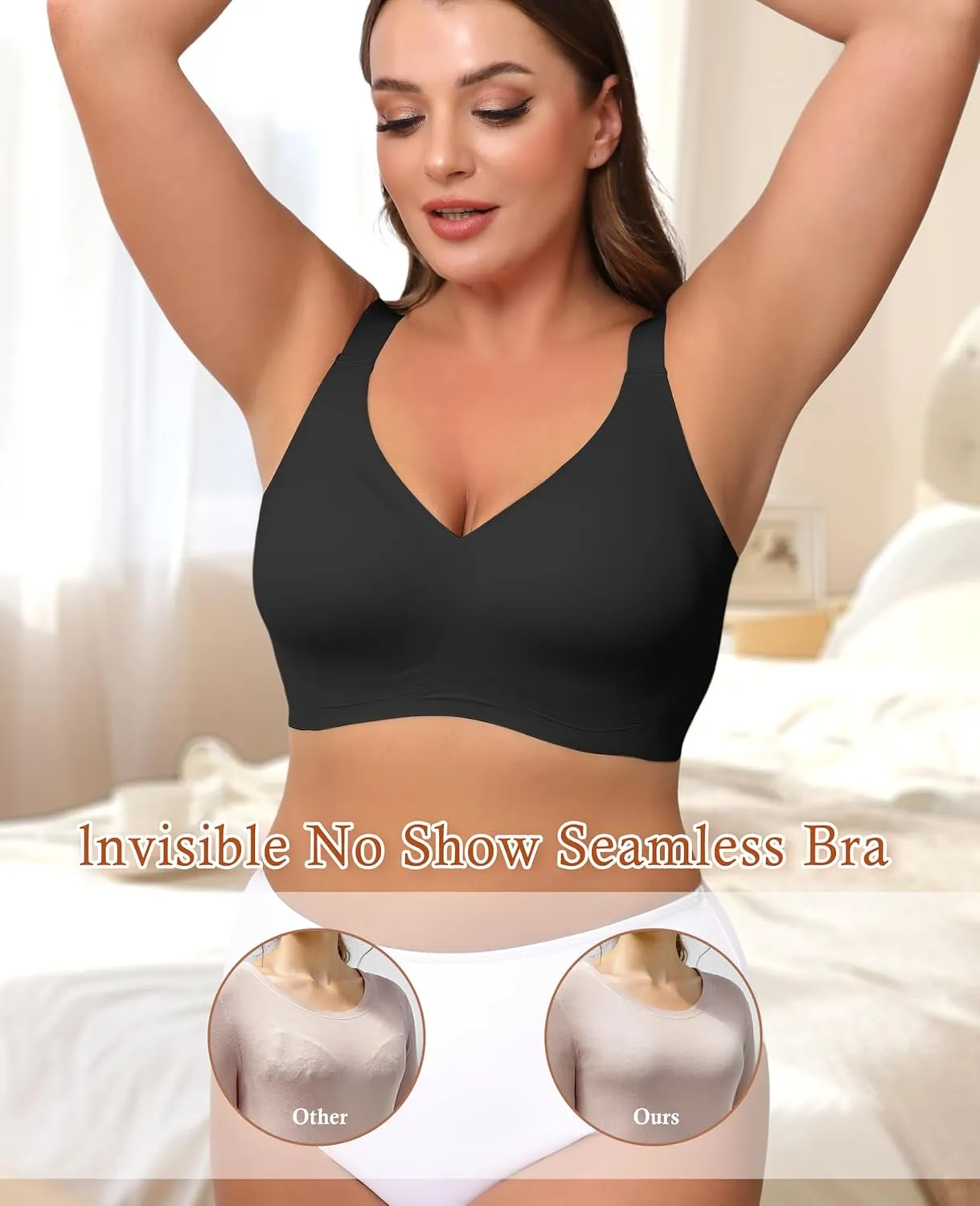 POSESHE Women's Wirefree Bras Full Coverage No Underwire Everyday Bra Comfortable Wireless Padded T-Shirt Bralette