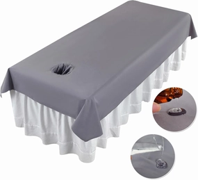 Premium Reusable Massage Table Sheets Bed Cover 47 x 90 Inches with Face Hole, Fitted Table for Master Massage, Waterproof and Oilproof, Stain and Wrinkle-Resistant, Machine Washable (Gray)