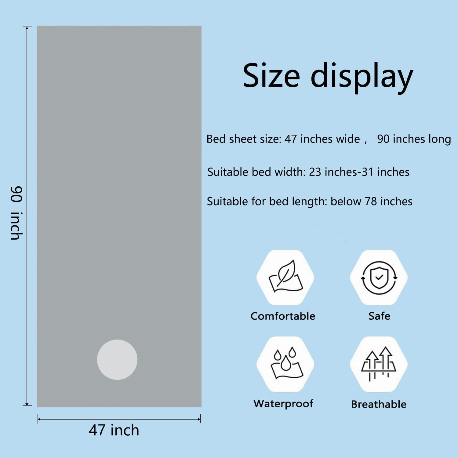 Premium Reusable Massage Table Sheets Bed Cover 47 x 90 Inches with Face Hole, Fitted Table for Master Massage, Waterproof and Oilproof, Stain and Wrinkle-Resistant, Machine Washable (Gray)
