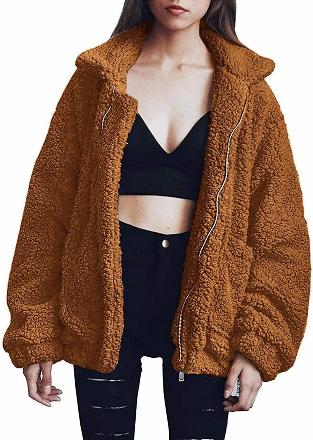 PRETTYGARDEN Women's Fashion Winter Coat Sherpa Fleece Faux Fur Shearling Oversized Trendy Jackets Warm Outerwear