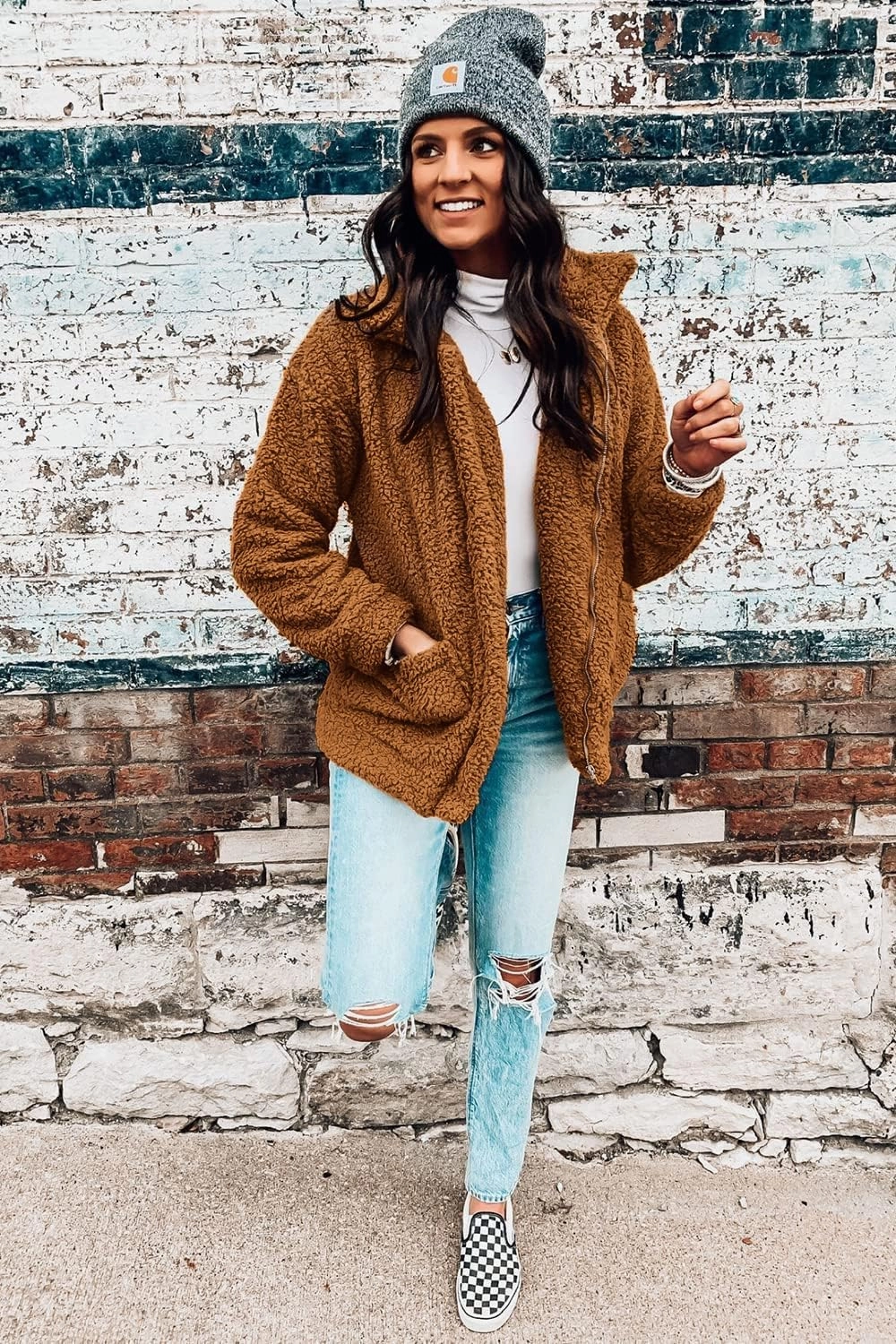 PRETTYGARDEN Women's Fashion Winter Coat Sherpa Fleece Faux Fur Shearling Oversized Trendy Jackets Warm Outerwear