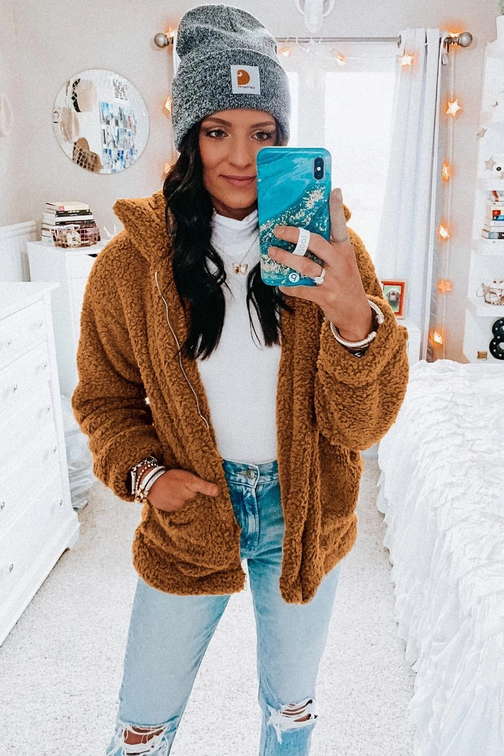 PRETTYGARDEN Women's Fashion Winter Coat Sherpa Fleece Faux Fur Shearling Oversized Trendy Jackets Warm Outerwear