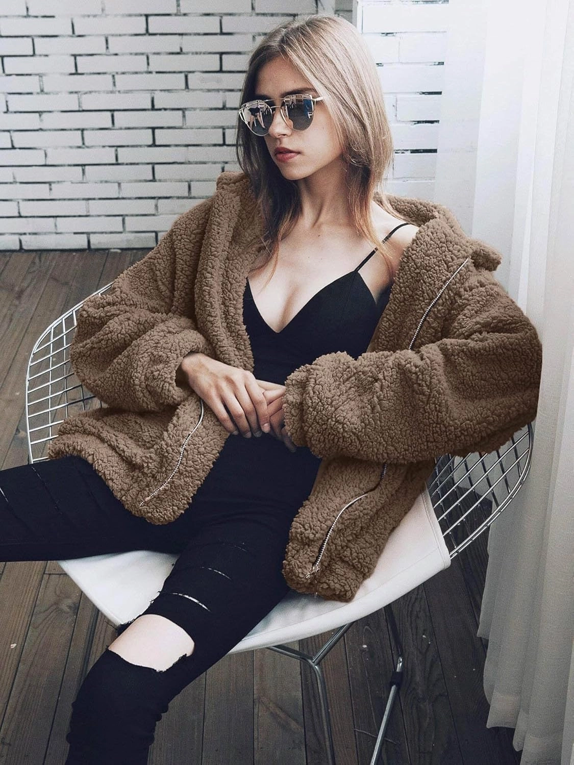 PRETTYGARDEN Women's Fashion Winter Coat Sherpa Fleece Faux Fur Shearling Oversized Trendy Jackets Warm Outerwear