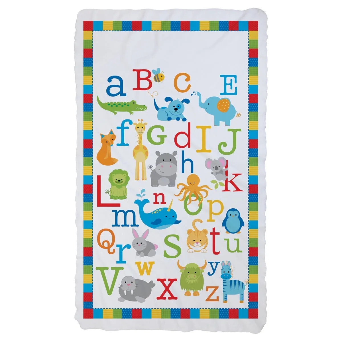 Primary Colors Animal ABC Fuzzy Blanket