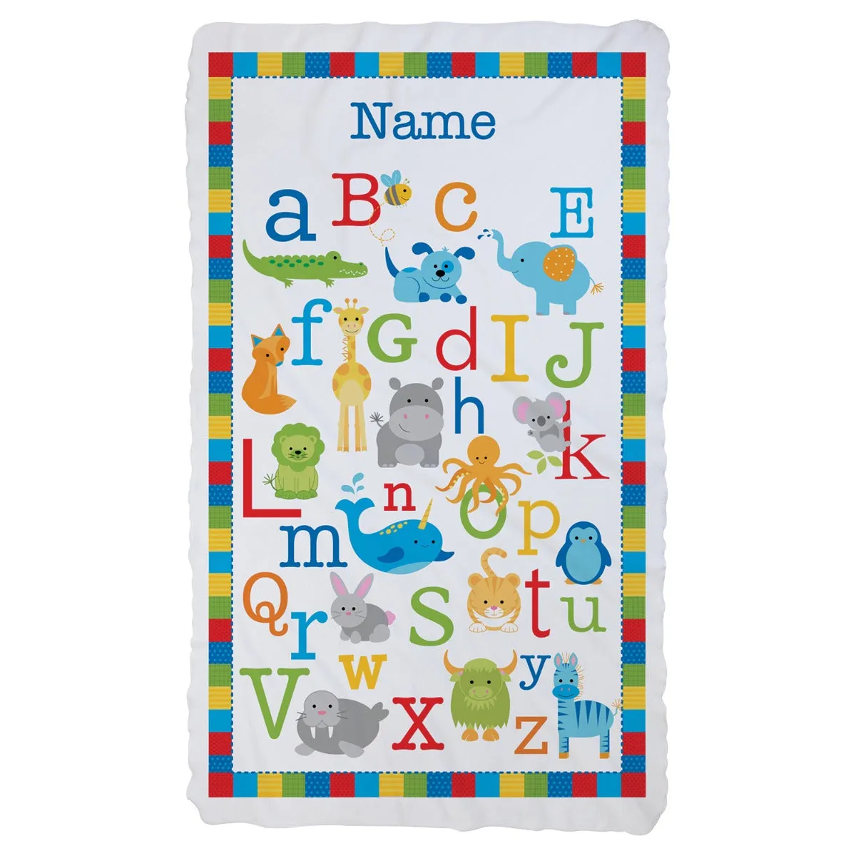 Primary Colors Animal ABC Fuzzy Blanket