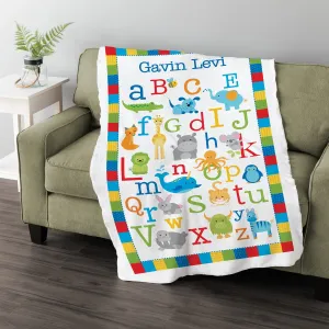 Primary Colors Animal ABC Fuzzy Blanket