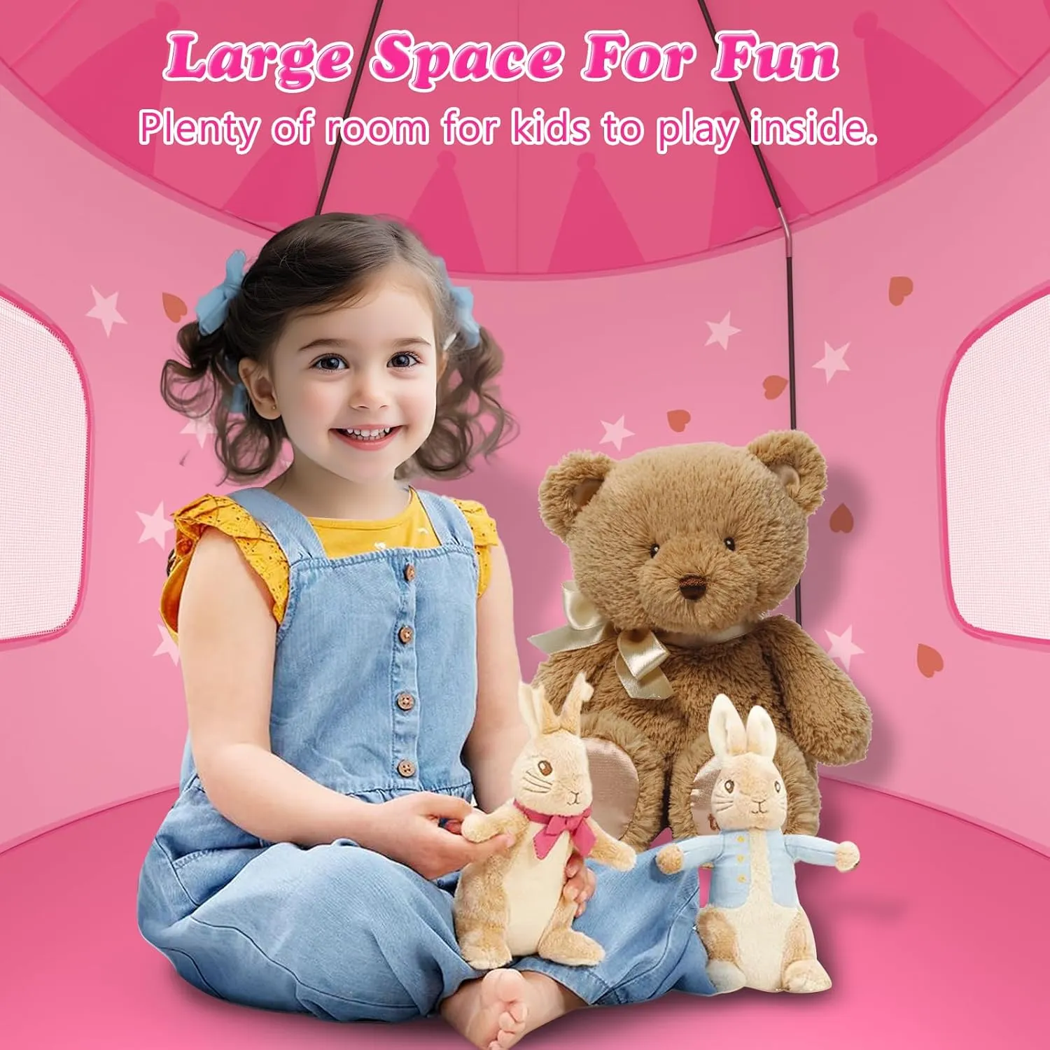 Princess Tent with 13PCS Dress Up for Girls, Castle Playhouse with Star Lights for Kids Indoor and Outdoor Games