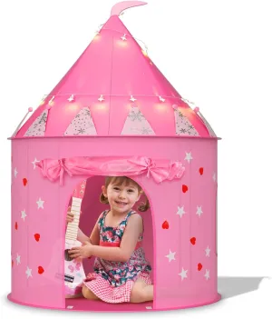 Princess Tent with 13PCS Dress Up for Girls, Castle Playhouse with Star Lights for Kids Indoor and Outdoor Games