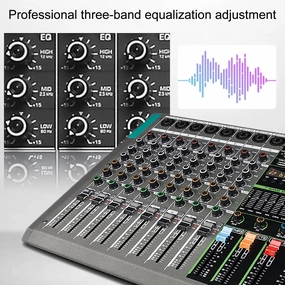 Pro 8-Channel DJ Mixer with Bluetooth, USB Audio Interface & 256 DSP FX | 48V Phantom Power Sound Board for Live Streaming, Podcasting, Club Performances