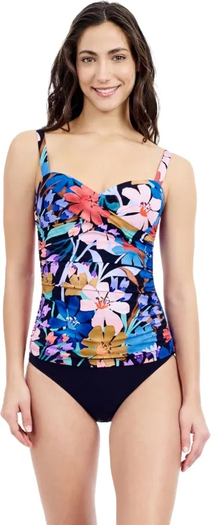 Profile by Gottex Melody Floral Print Women’s D Cup Tankini Top with Underwire and Fully Lined Swim Essential