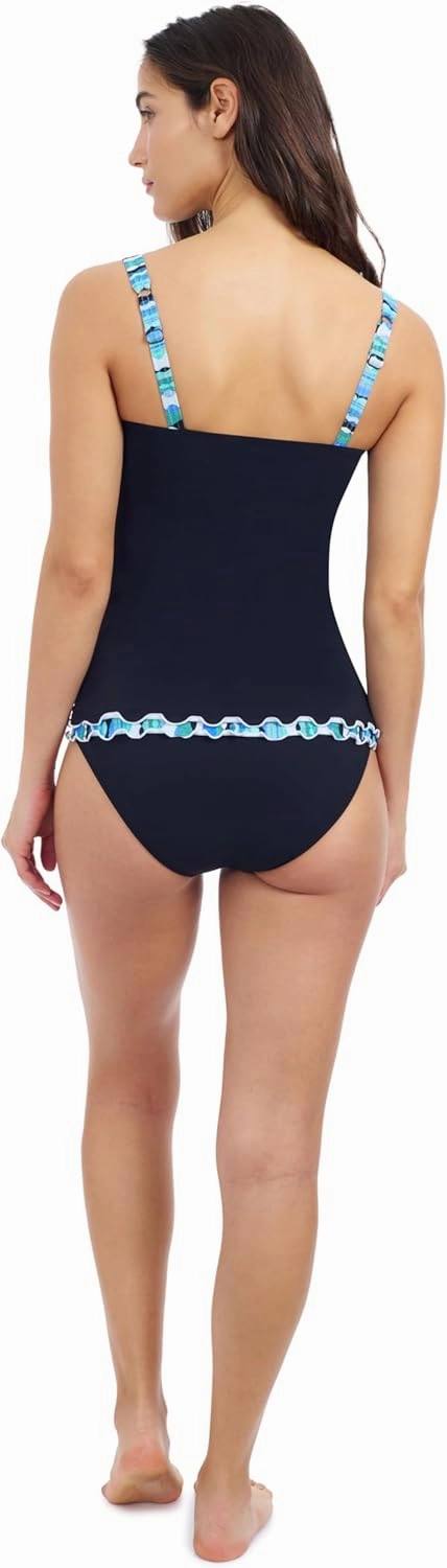 Profile by Gottex Women Solid Black Tricolore E Cup Tankini with Underwire Foam, Built-in Bra, and Full Lining Swim Essential