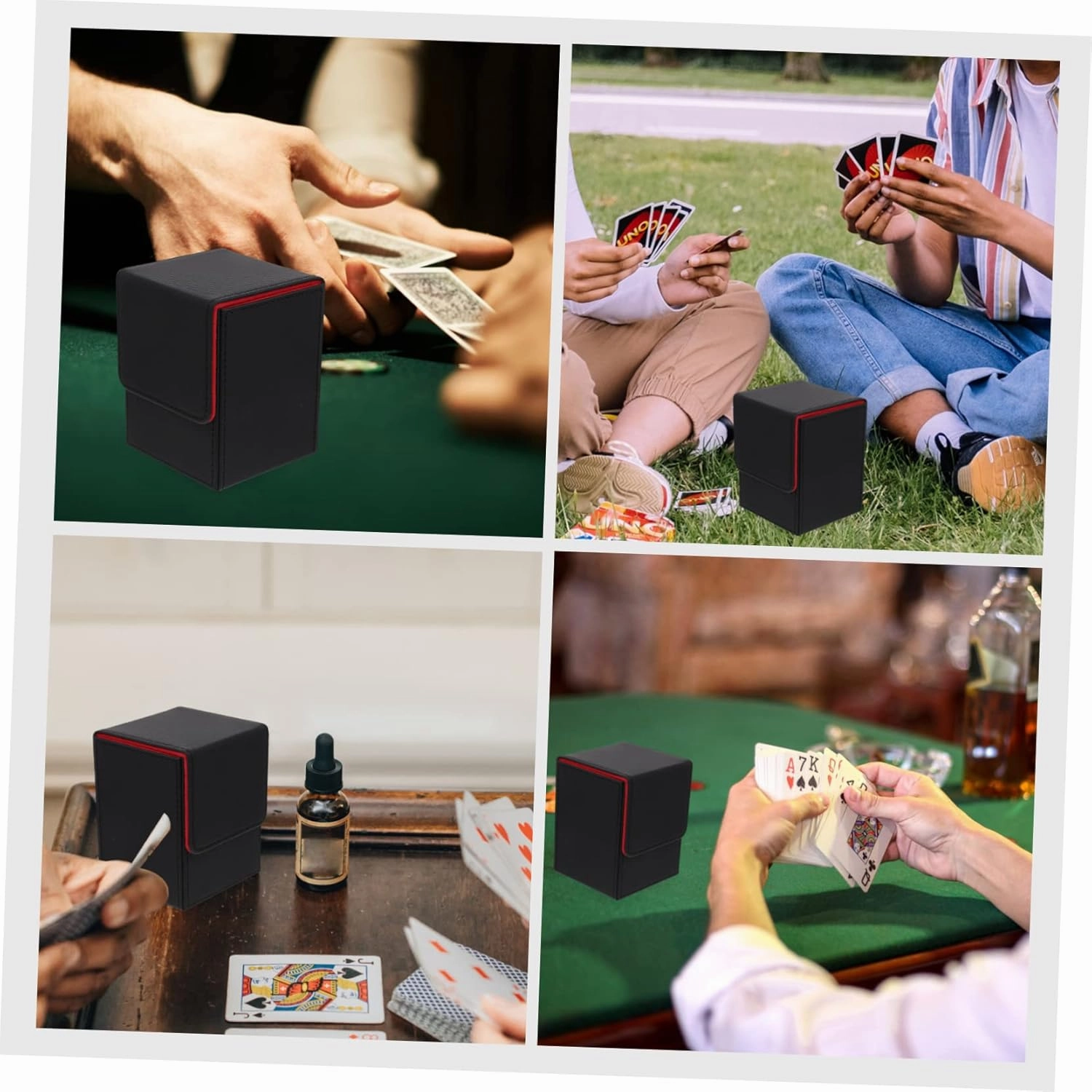 Pu Leather Playing Card Organizer Compact Storage Box for Deck Cards Capacity and Lightweight Design for Home Supplies and Space-saving