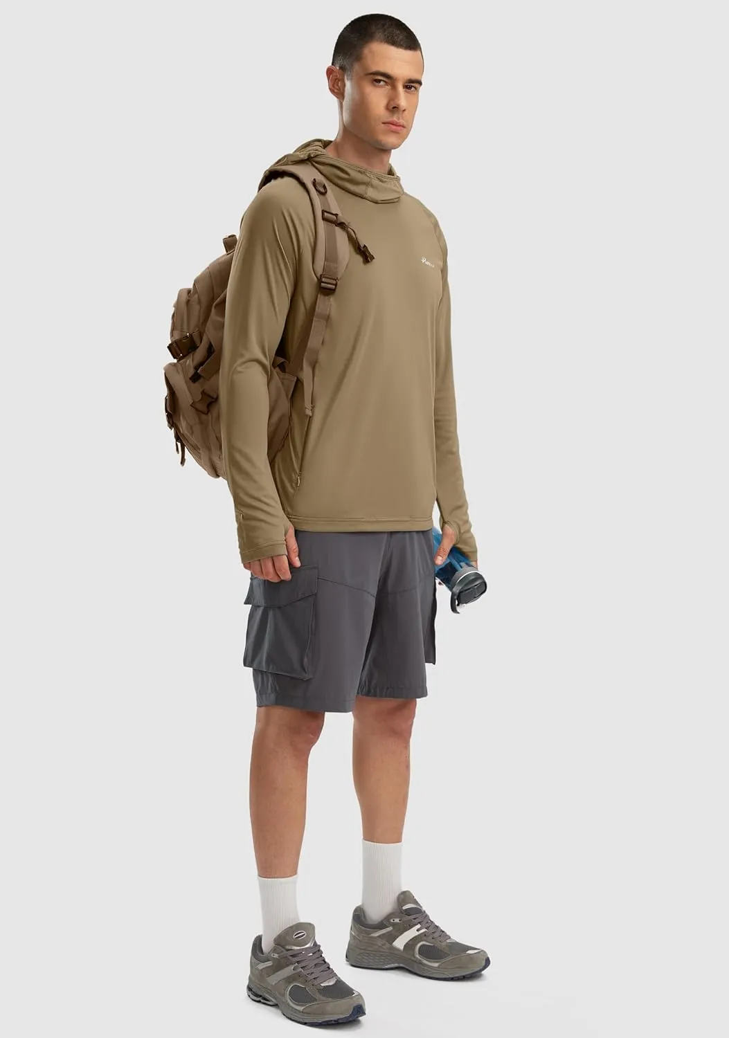 Pudolla Men's Sun Protection Hoodie UPF 50  Fishing Hiking Shirt UV Shirts with Mask for Men Long Sleeve Lightweight