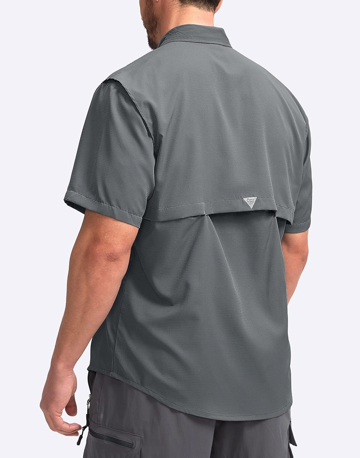 Pudolla Men's Fishing Shirts with Short Sleeves, Summer Travel Work Shirts, Button Down with UPF50  and Zipper Pockets