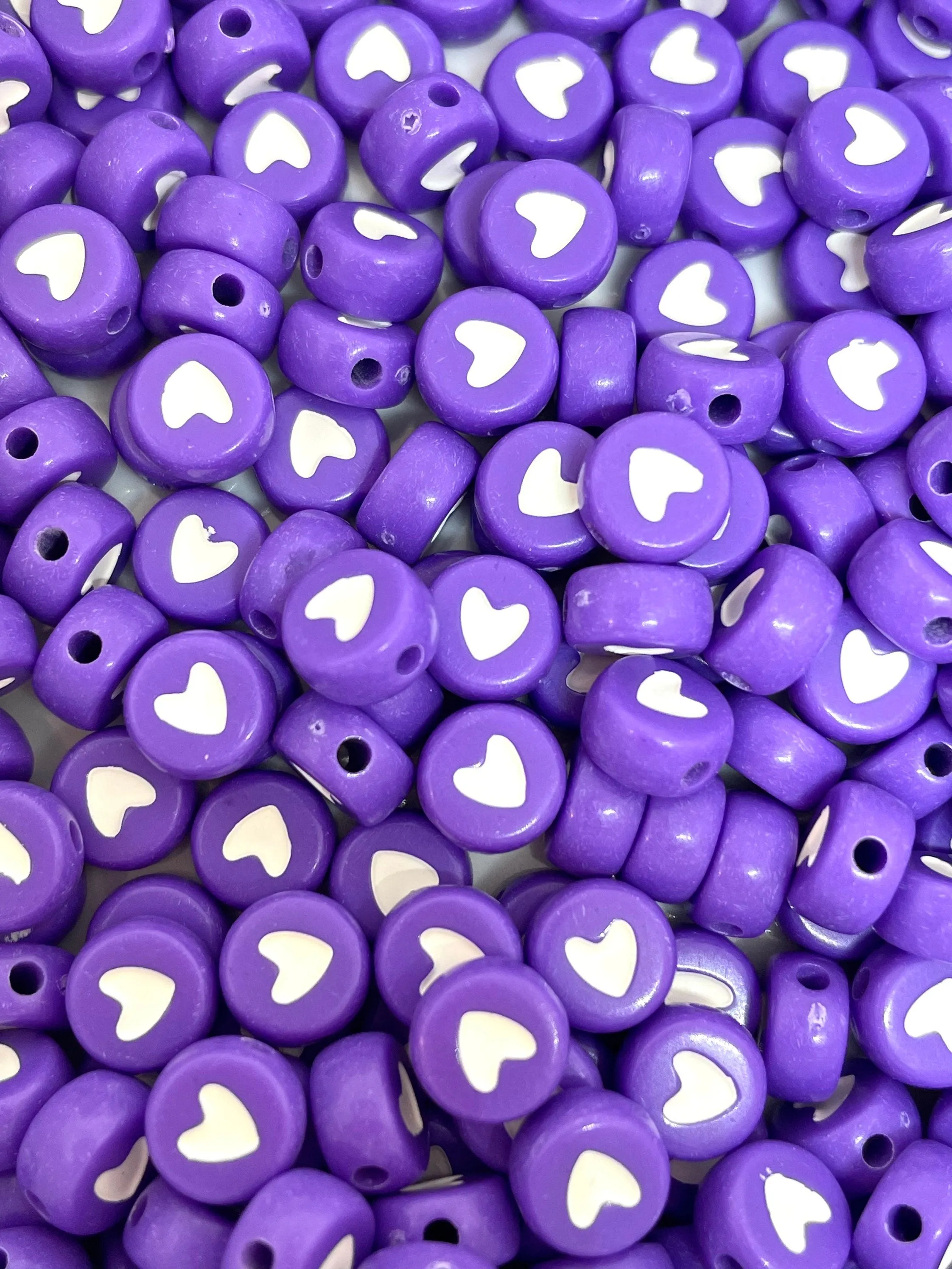 Purple Spacer Beads for Alphabet Jewelry, Letter Beads, Purple Heart Charm for Jewelry Making, Bracelet Beads, Anklet Beads
