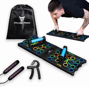 Push Up Board, Portable Multi-Function Foldable 32 in 1 Push Up Bar, Jump Rope and Push Up Handles, Strength Wrist Equipment for Men & Women, Professional Pushup System for Chest,