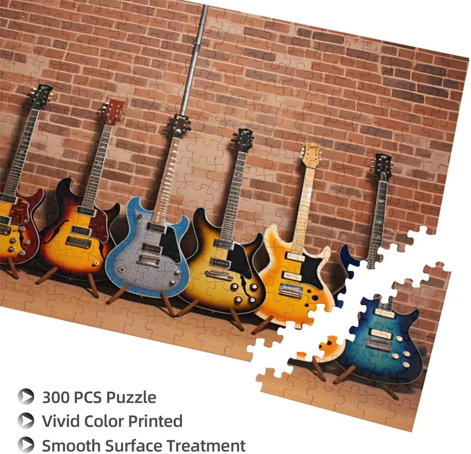 Puzzles 300 Pieces for Adults Music Guitar Electric Jazz Formation Wooden Decoration Educational Games Large Puzzle Game Toys 14.9'' x 10.2'', As Picure, vsk117