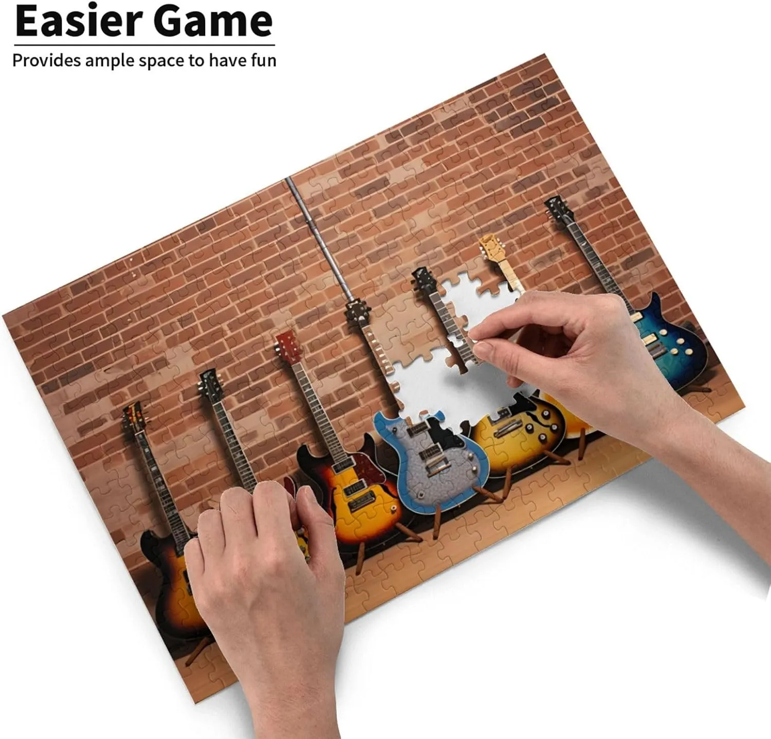 Puzzles 300 Pieces for Adults Music Guitar Electric Jazz Formation Wooden Decoration Educational Games Large Puzzle Game Toys 14.9'' x 10.2'', As Picure, vsk117