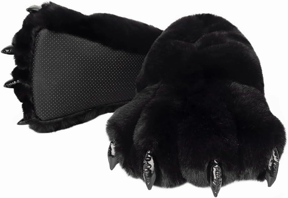 QinRuan Monster Paw Slippers, Fuzzy Animal Claw Comfortable Warm Plush Bear Paw Shoes