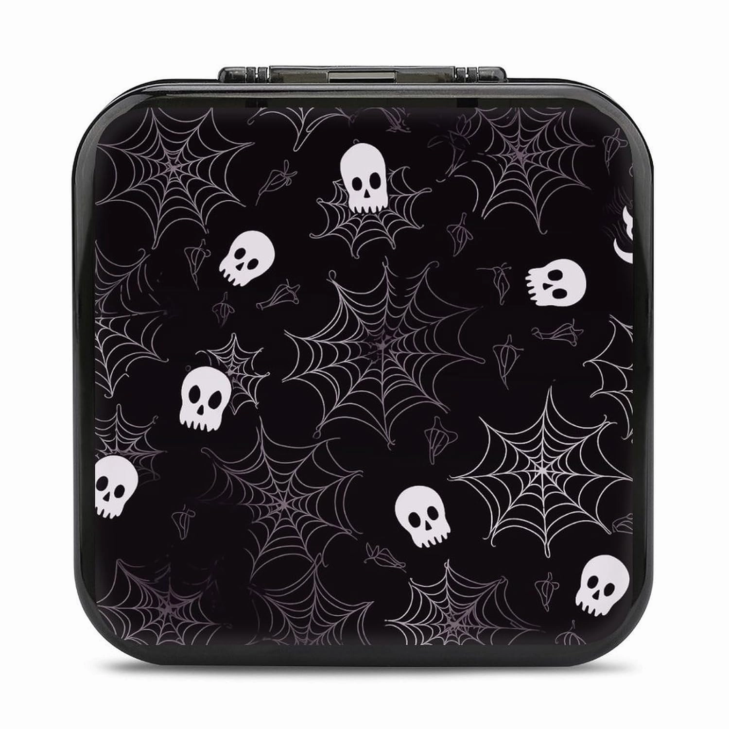 QMNBTES Halloween Goth Switch Game Case Switch Game Holder Cartridge Case Storage 24 Games & 2 Micro Sd Card Slots, Travel Carry Cases, Portable Games Card Storage, Hard Shell, Buckle Closure